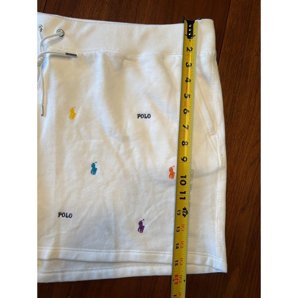 POLO Ralph Lauren Shorts Womens XXL Sweat White All Over Logo Drawstring NWT $89 - Picture 6 of 11